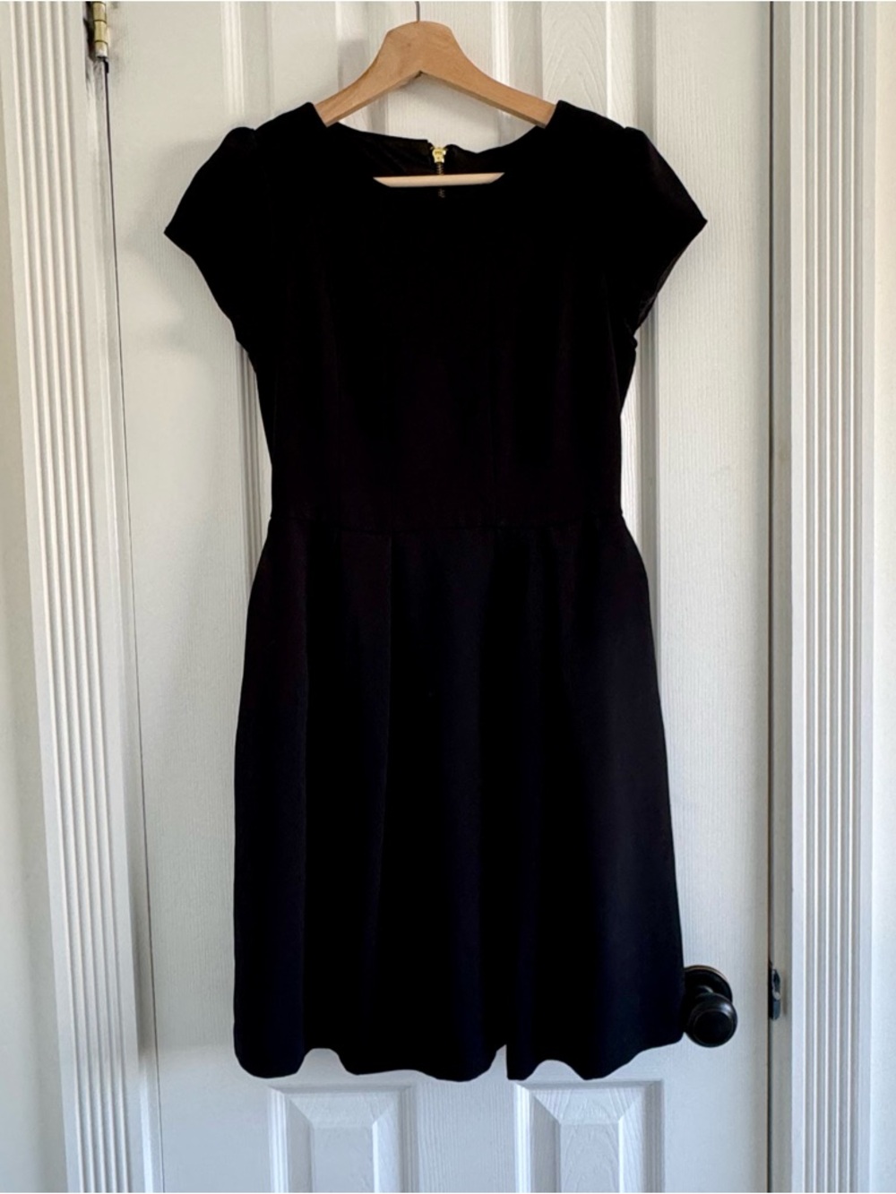 Zara Black Cap-Sleeve Fit & Flare Dress, XS